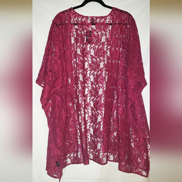 Torrid, Burgundy Floral, Lace Kimono, size 4 - Picture 6 of 8
